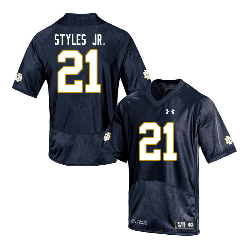 Men's NCAA Notre Dame Fighting Irish #21 Lorenzo Styles Jr. Stitched College Under Armour Authentic Navy Football Jersey IH10H62EU